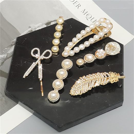 Arabest Pearl Hair Clips, 6 Pcs