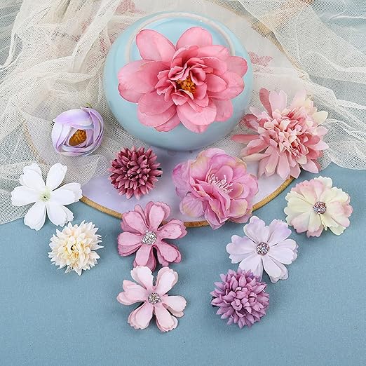 Bohemian Flowers Hair Clips 12 Pieces
