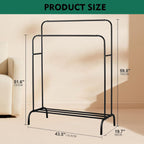 Double Rail Clothes Rack with Storage Shelf, Metal Freestanding Garment Rack for Bedroom, Black