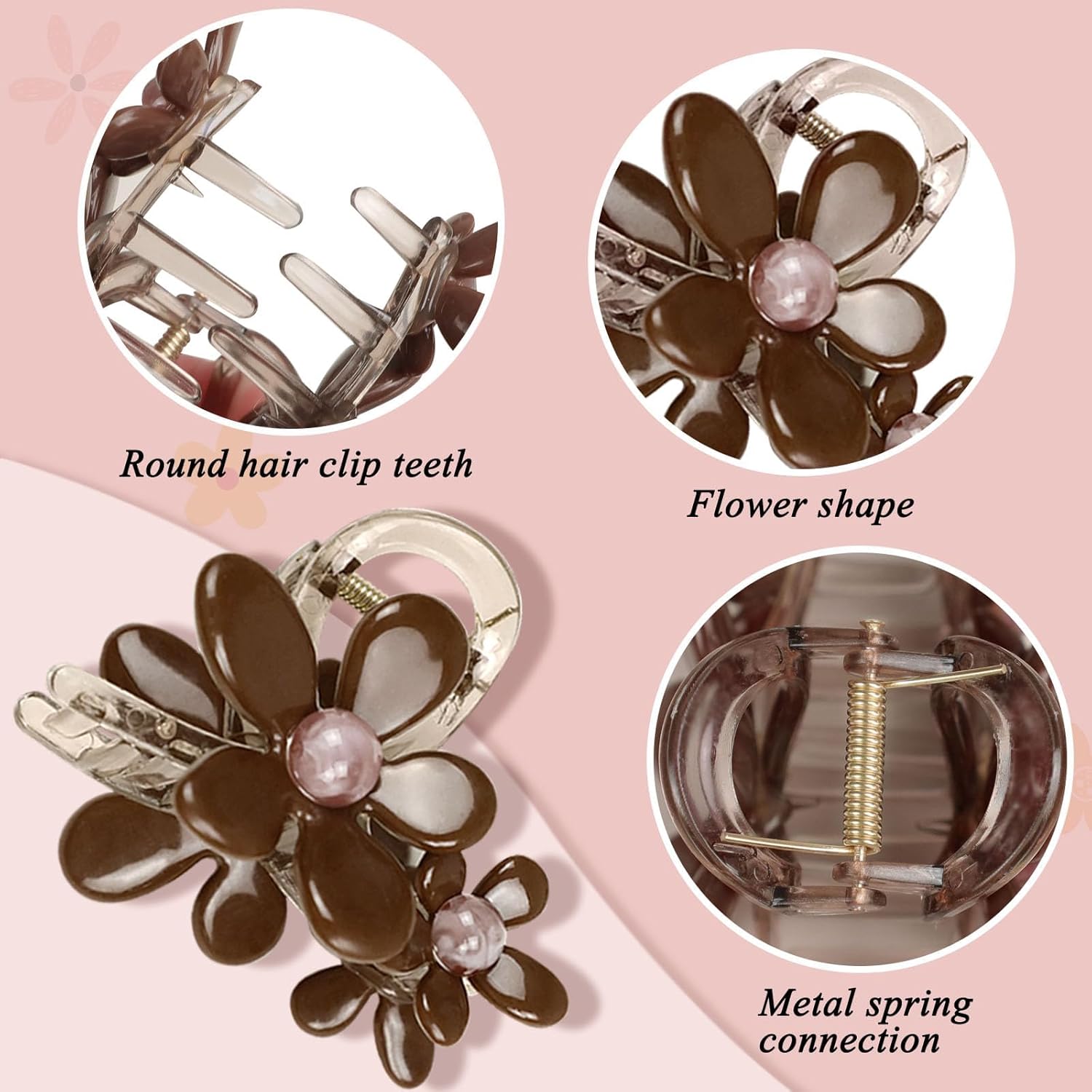 3 Packs Large Flower Hair Claw Clips for Women