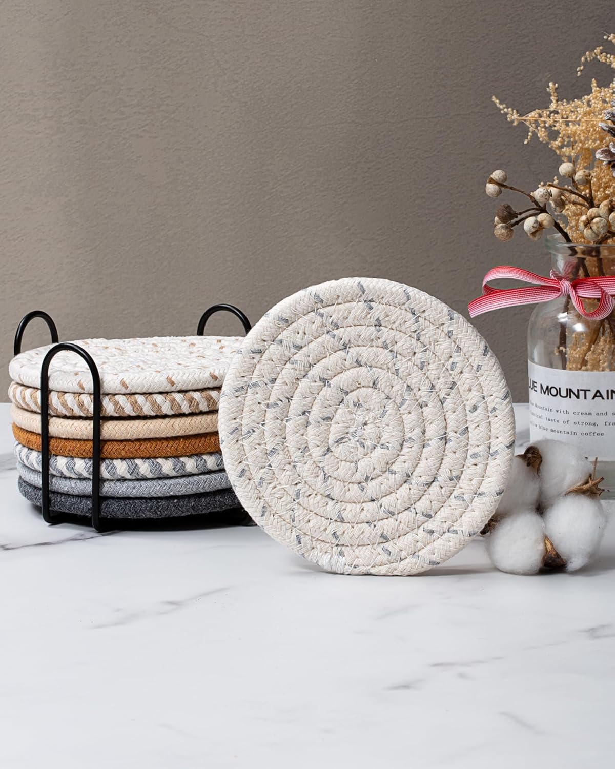 8-Piece Absorbent Drink Coasters with Holder