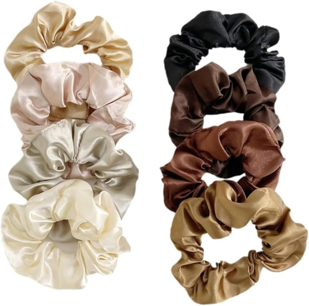 8 Pcs Satin Silk Thin Scrunchies for Hair 