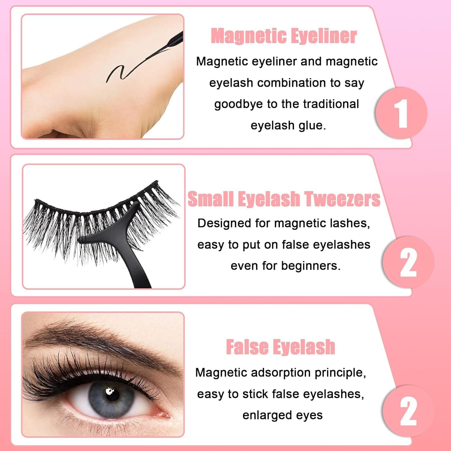 Magnetic False Eyelashes 3 Pairs