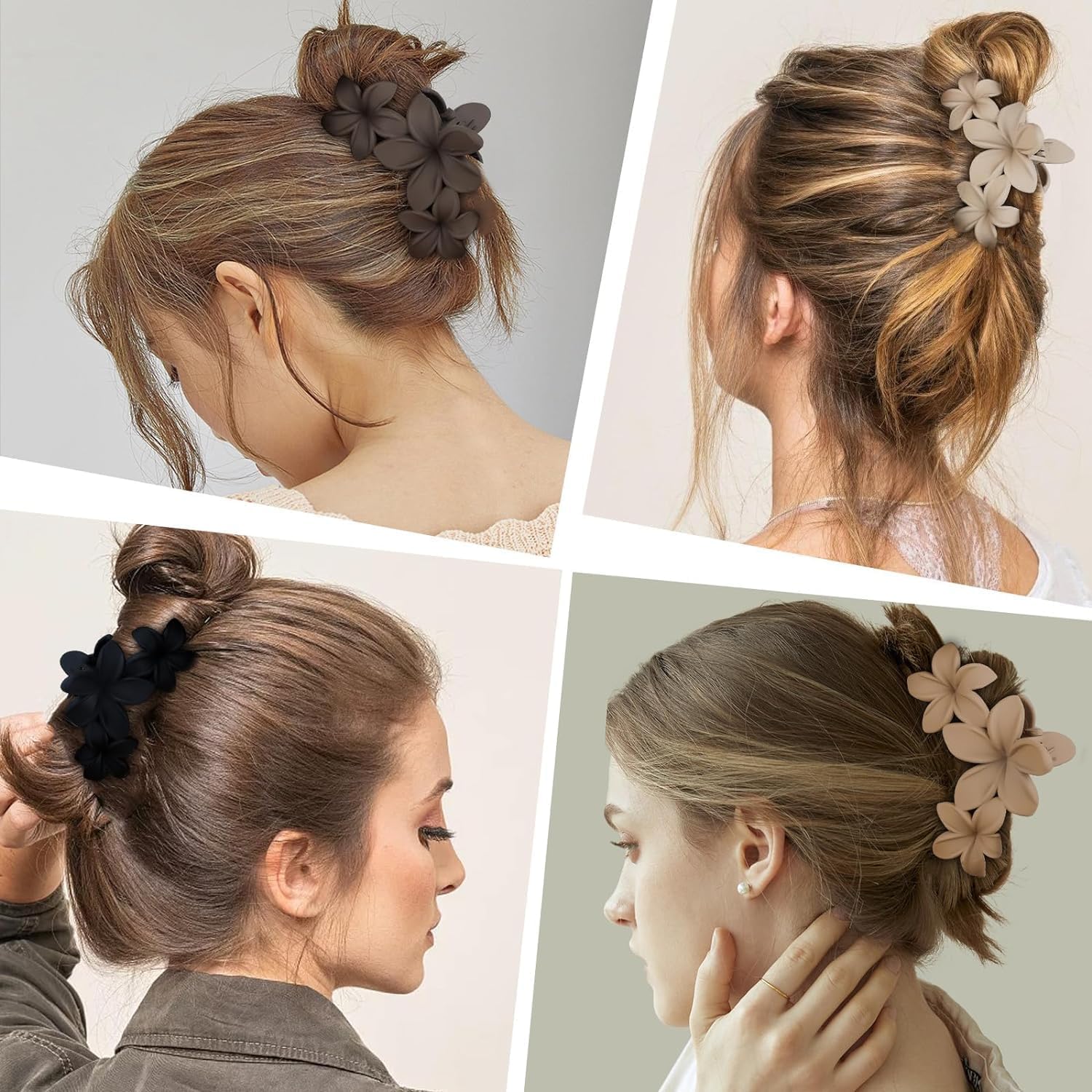 4PCS Matte Flower Hair Clips