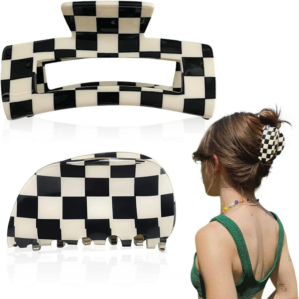 Acrylic Black White Vintage Jaw Clips Hair 2 Pack
