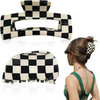 Acrylic Black White Vintage Jaw Clips Hair 2 Pack