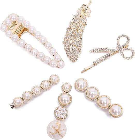 Arabest Pearl Hair Clips, 6 Pcs