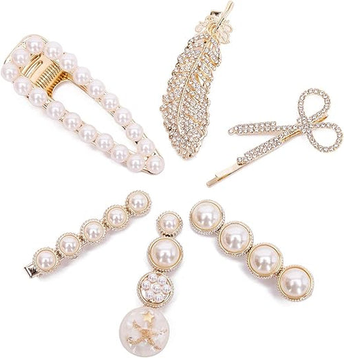 Arabest Pearl Hair Clips, 6 Pcs