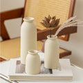 Beige Ceramic Vase Set 3 Pcs Home Decor 