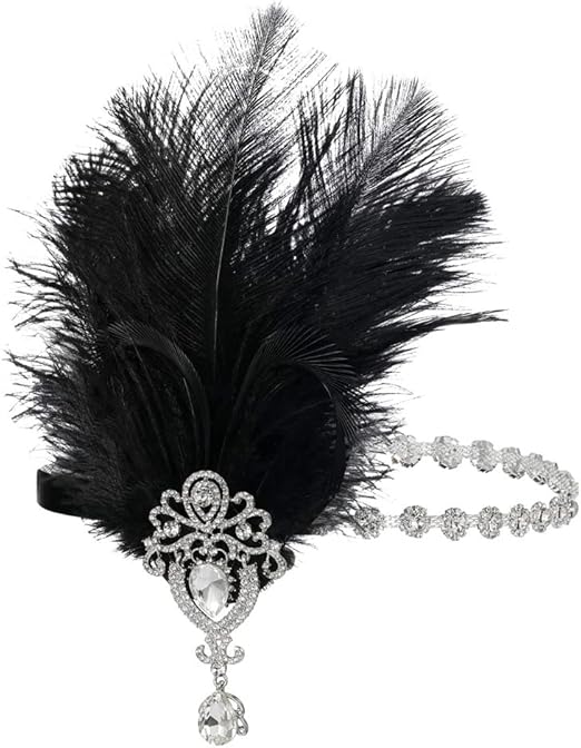 Black Feather Headpiece for Women 