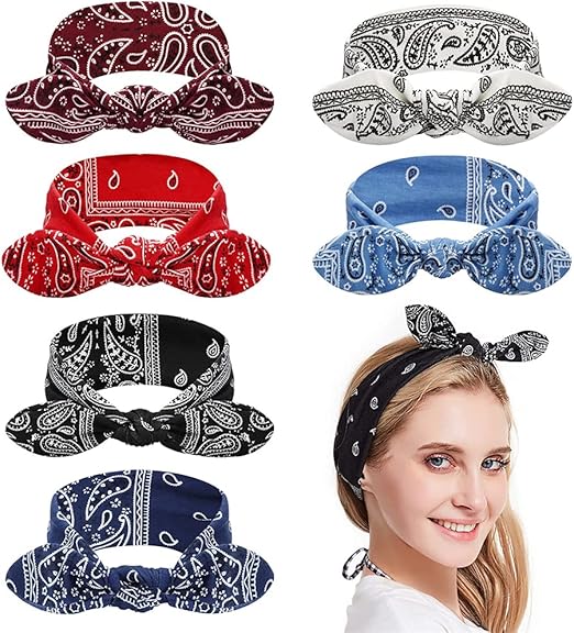 Boho Bow Headbands for Women 6 Pack 