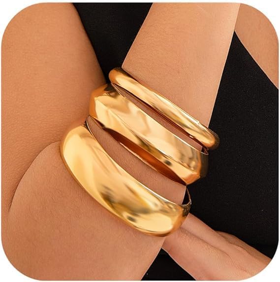 Chunky Gold Bangle Bracelets for Women