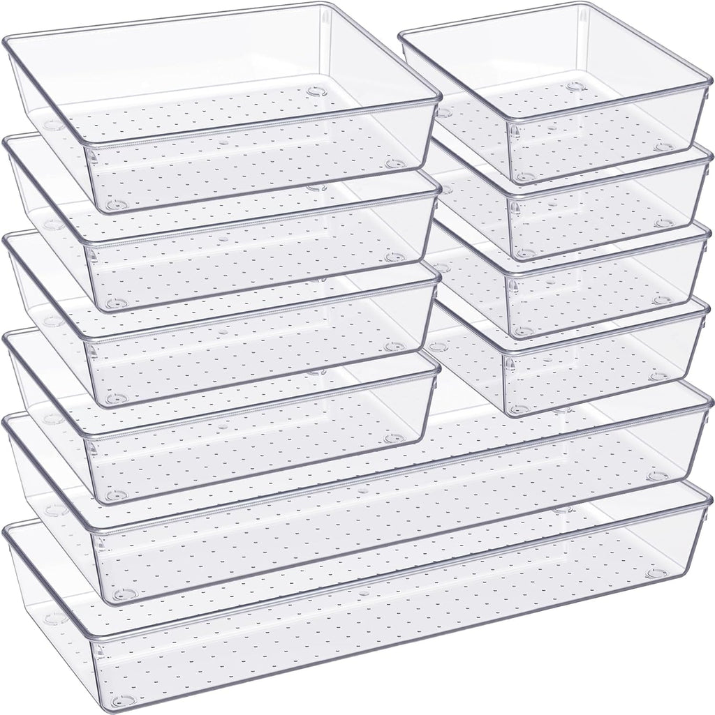 Clear Plastic Drawer Organizers 10 Pcs