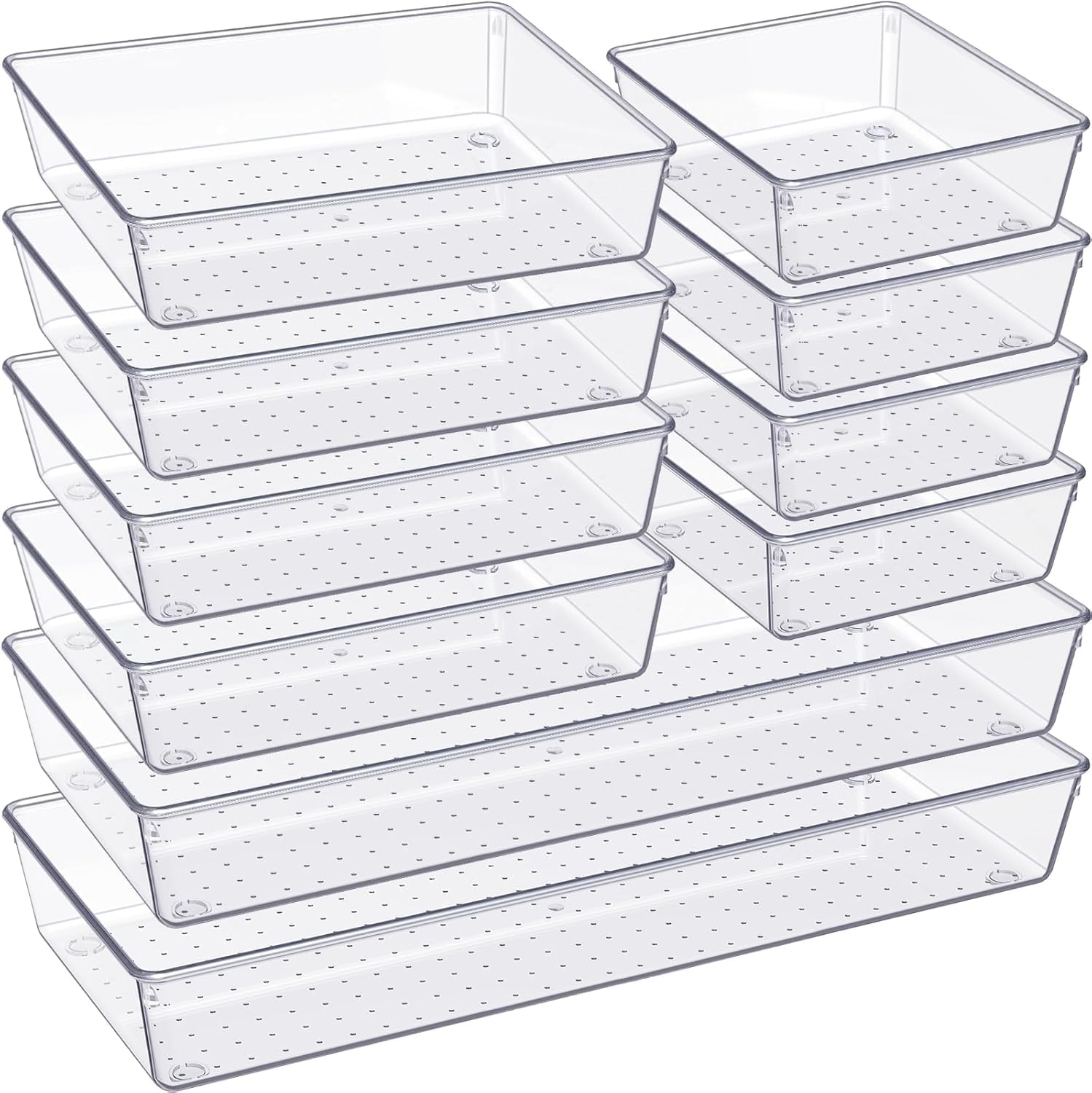 Clear Plastic Drawer Organizers 10 Pcs