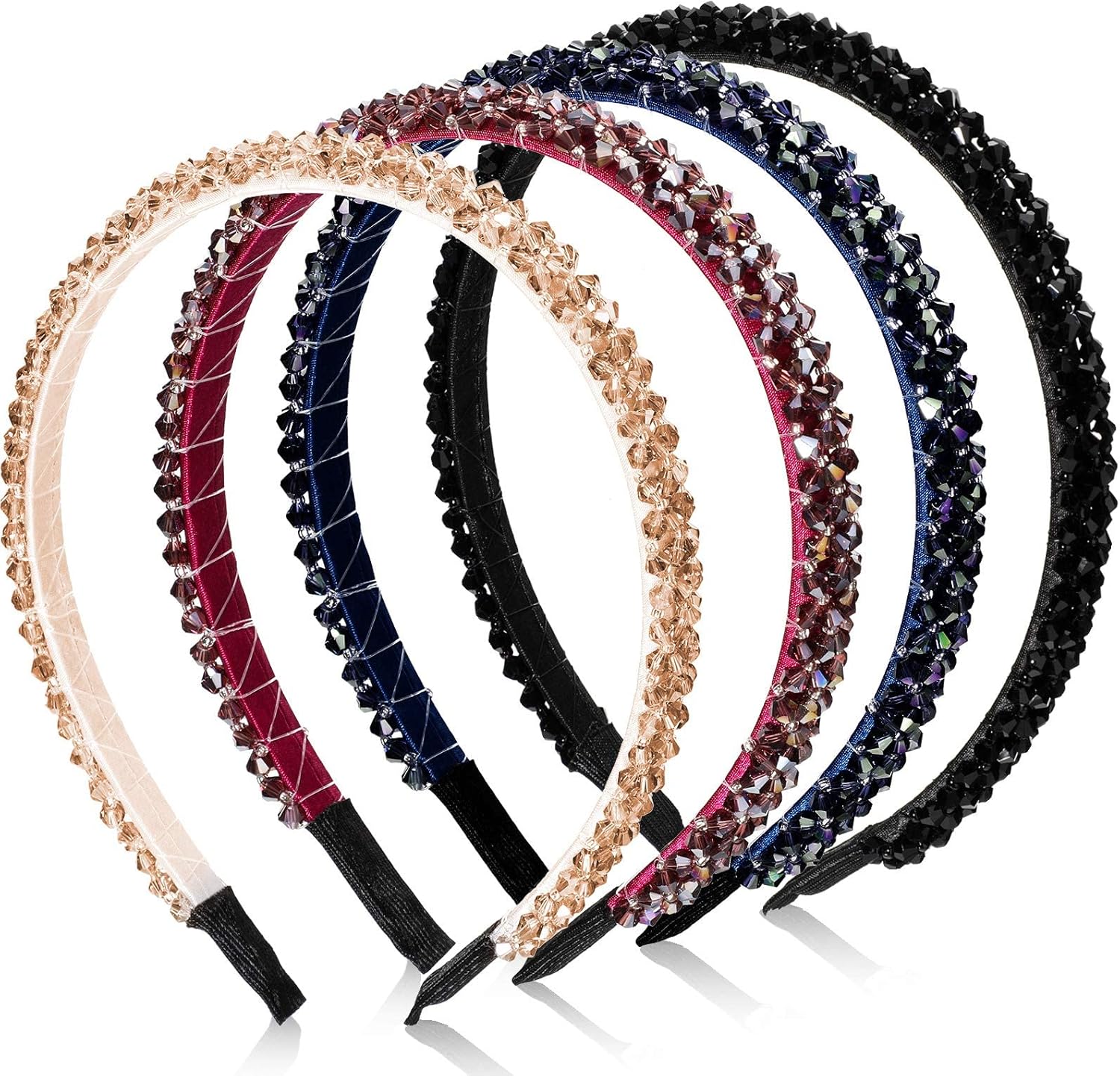 Crystal Beaded Hairband for Women 4 Pcs