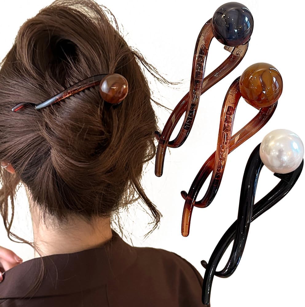 Elegant 3 Pcs Pearl Hair Claw Clips for Women 