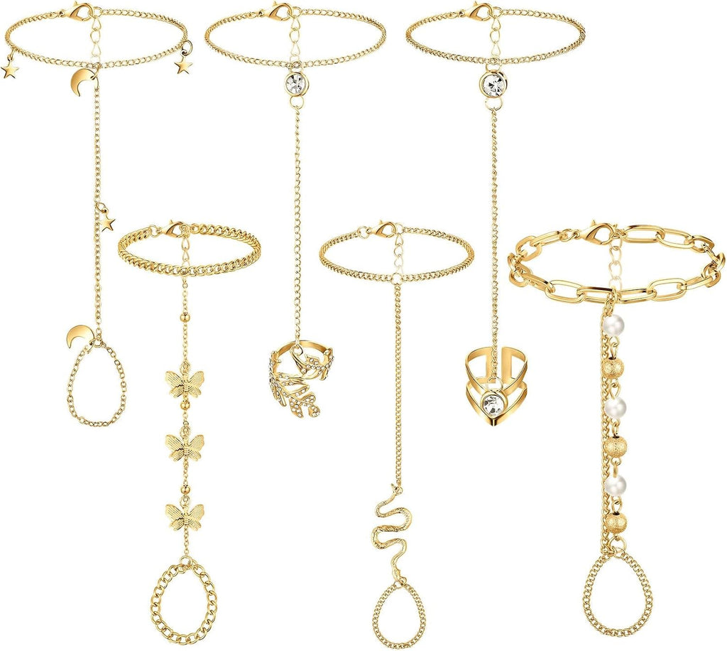 Elegant Finger Ring Bracelet Set for Women