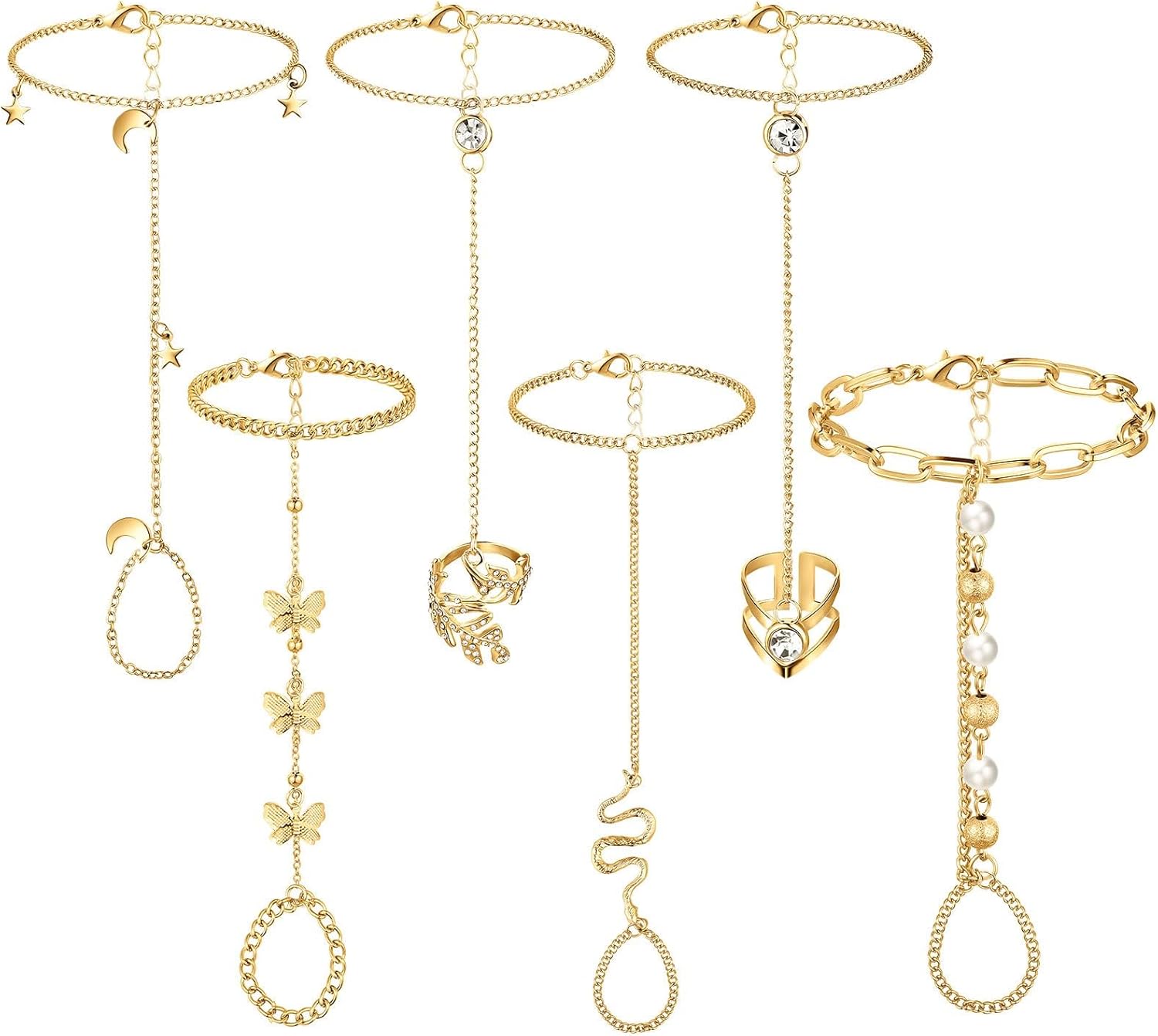 Elegant Finger Ring Bracelet Set for Women