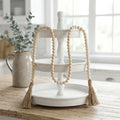 Farmhouse Wood Bead Garland 58in with Tassels 