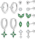 Flat Back Stud Earrings Set for Women & Men