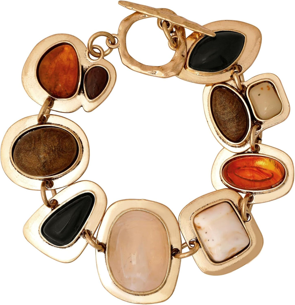 Geometric Metal Stone Bracelet for Women 