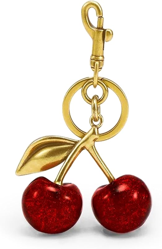 Glitter Cherry Bag Charm with Key Ring & Clip
