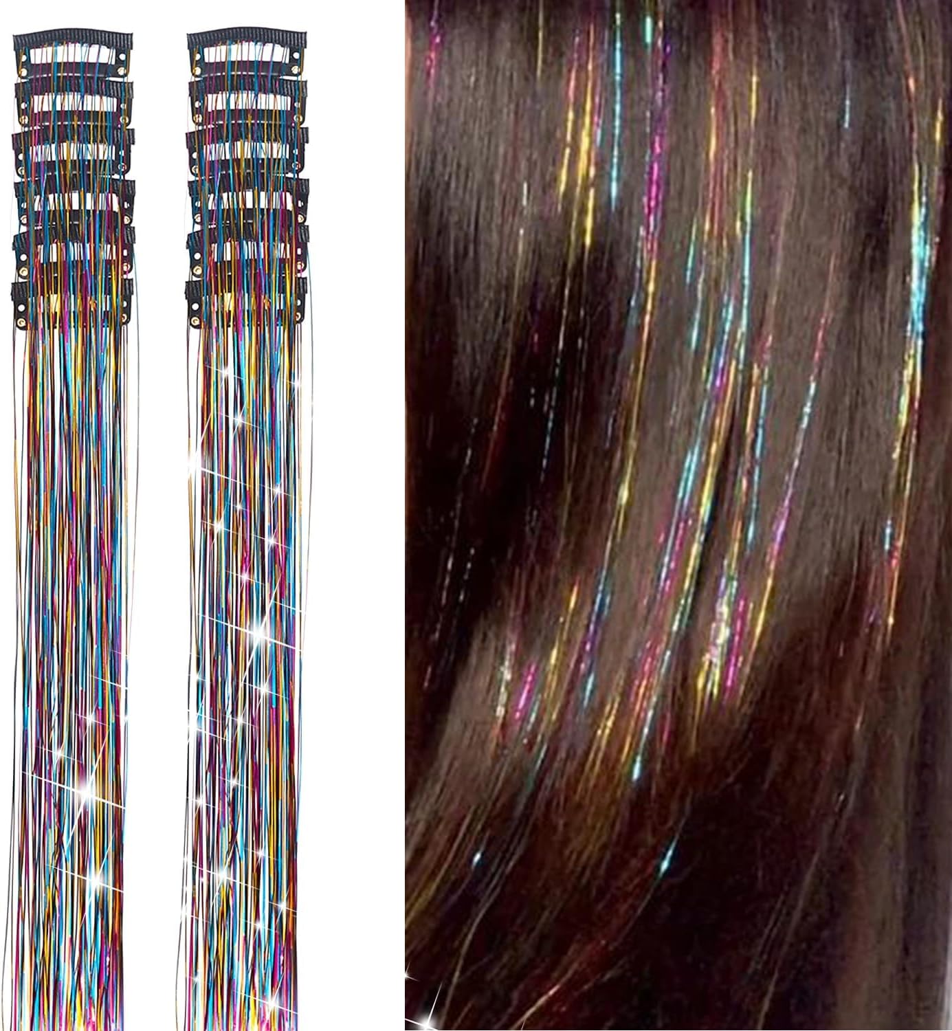 Glitter Tinsel Hair Extensions Clip