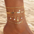 Gold Plated Pearl Heart Butterfly Anklets Set