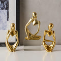 Gold Thinker Statue Set of 3