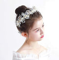 Gold Vine Pearl & Crystal Flower Girl Headband 