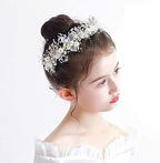 Gold Vine Pearl & Crystal Flower Girl Headband 