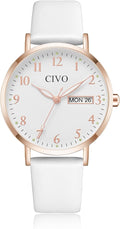 Ladies White Leather Strap Watch
