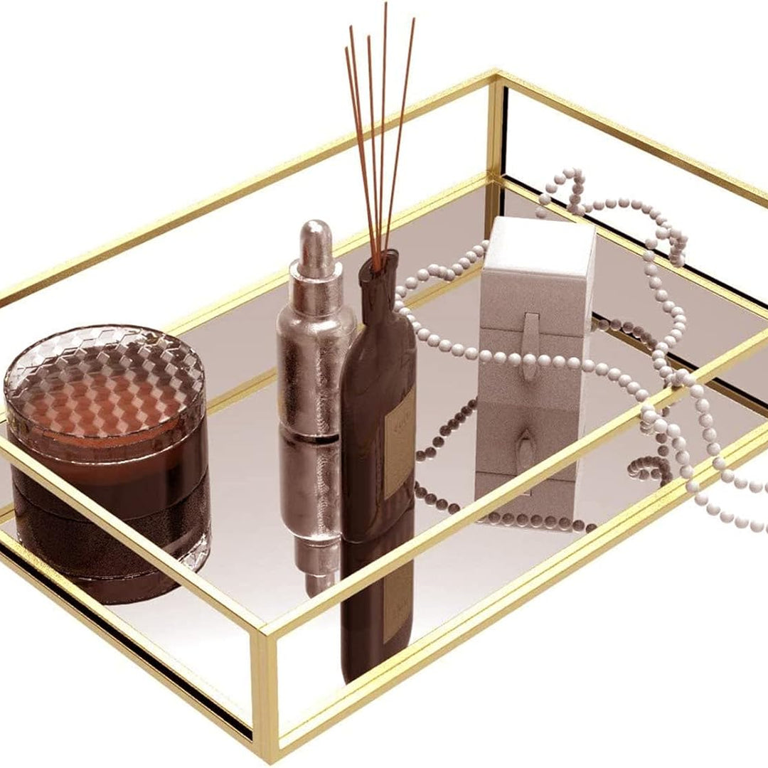 Luxury Gold Mirror Makeup Tray