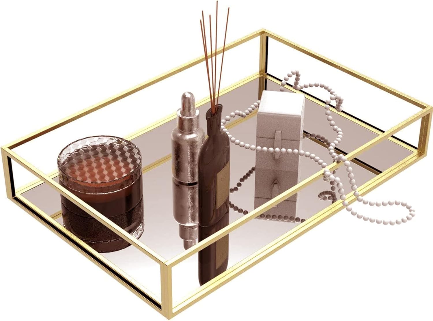 Luxury Gold Mirror Makeup Tray