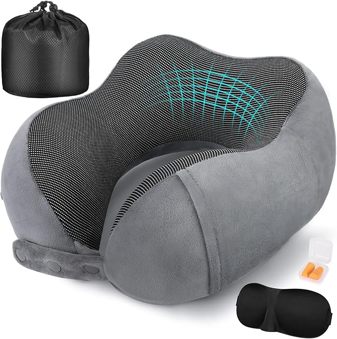 Memory Foam Travel Neck Pillow for Airplanes 