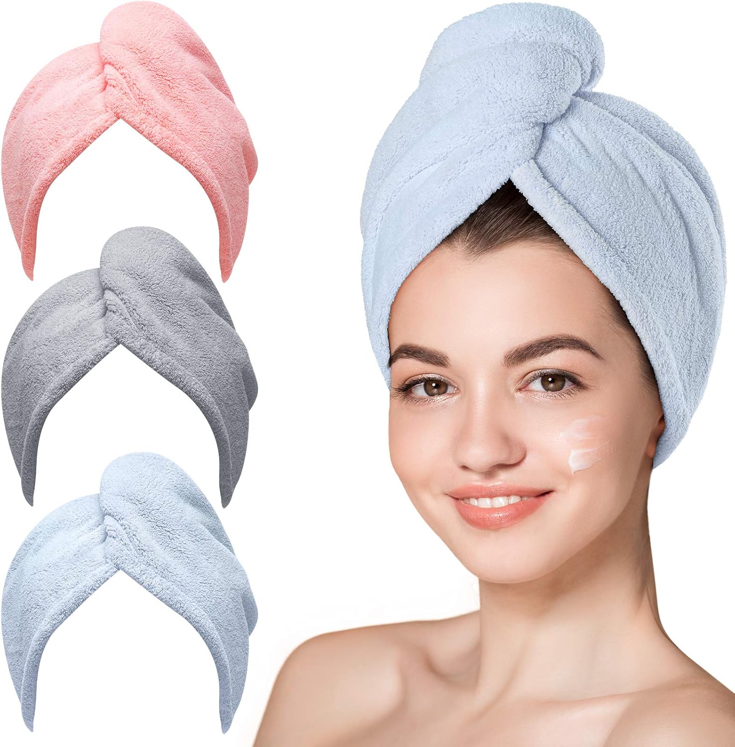 Microfiber Hair Towel for Women 3 Pcs 