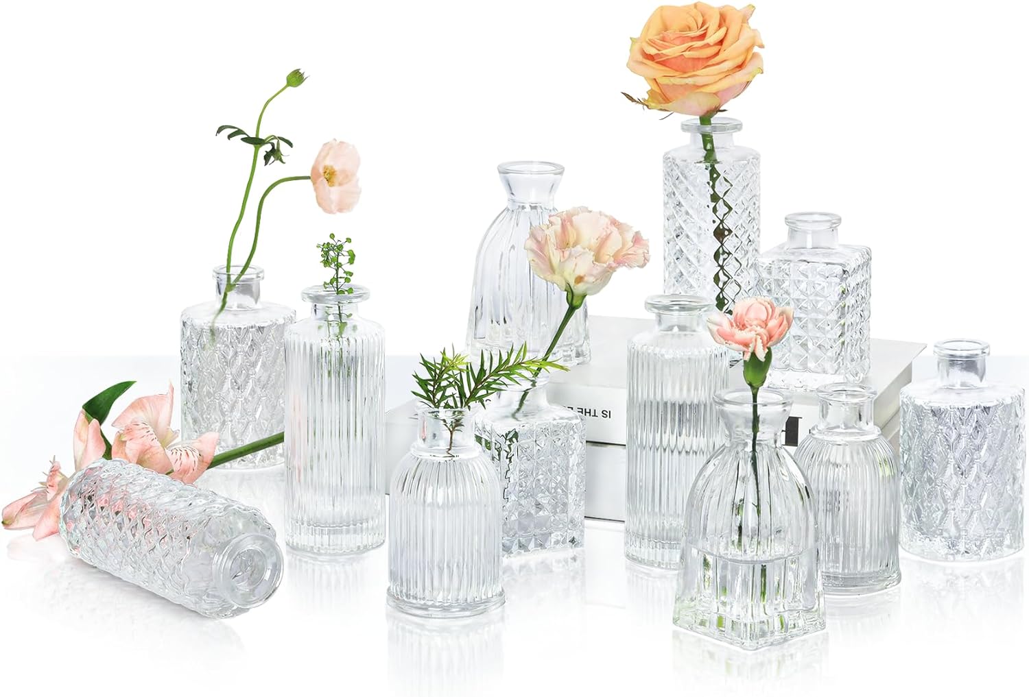 Mini Decorative Glass Vases 12 Pack 