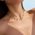 Multi-Color Crystal Pendant Necklace Gold Plated