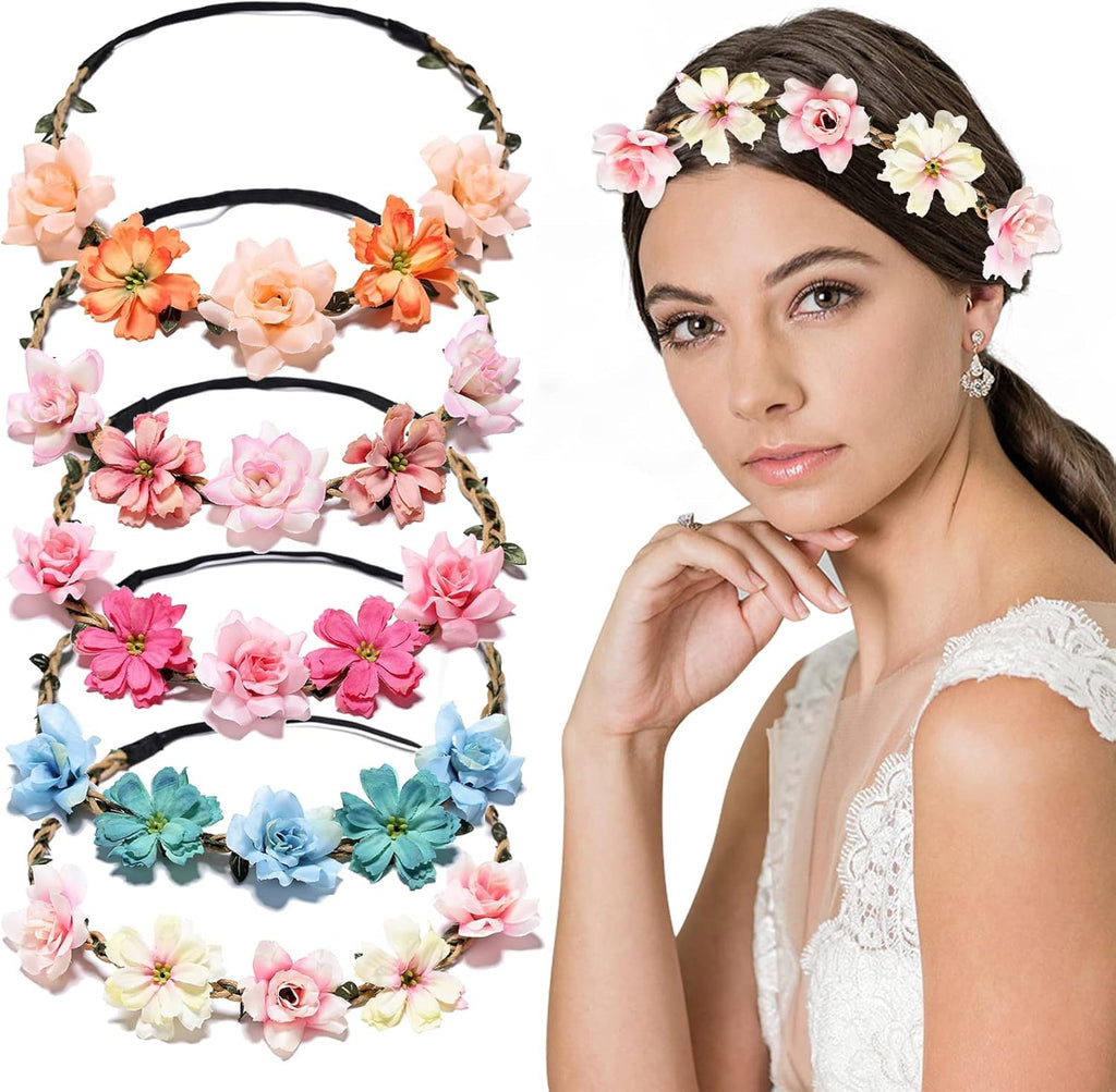 Multicolour Flower Crown Headbands 5 Pcs 