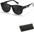 Oval Round Sunglasses with Leather Bag 
