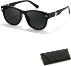 Oval Round Sunglasses with Leather Bag 