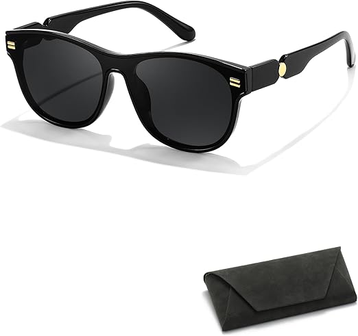 Oval Round Sunglasses with Leather Bag 