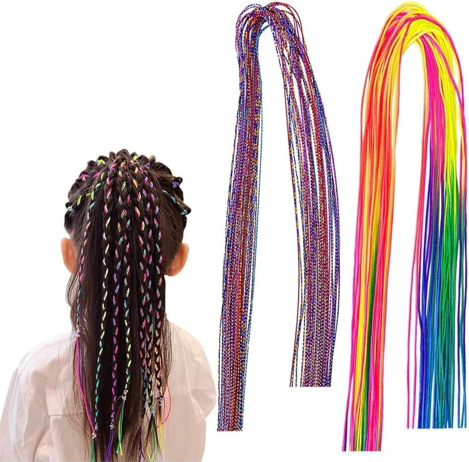 Rainbow Hair Wraps for Braids & Dreadlocks 116 Pcs 