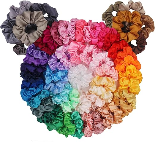 Satin Silk Scrunchies for Hair 60 Pcs 