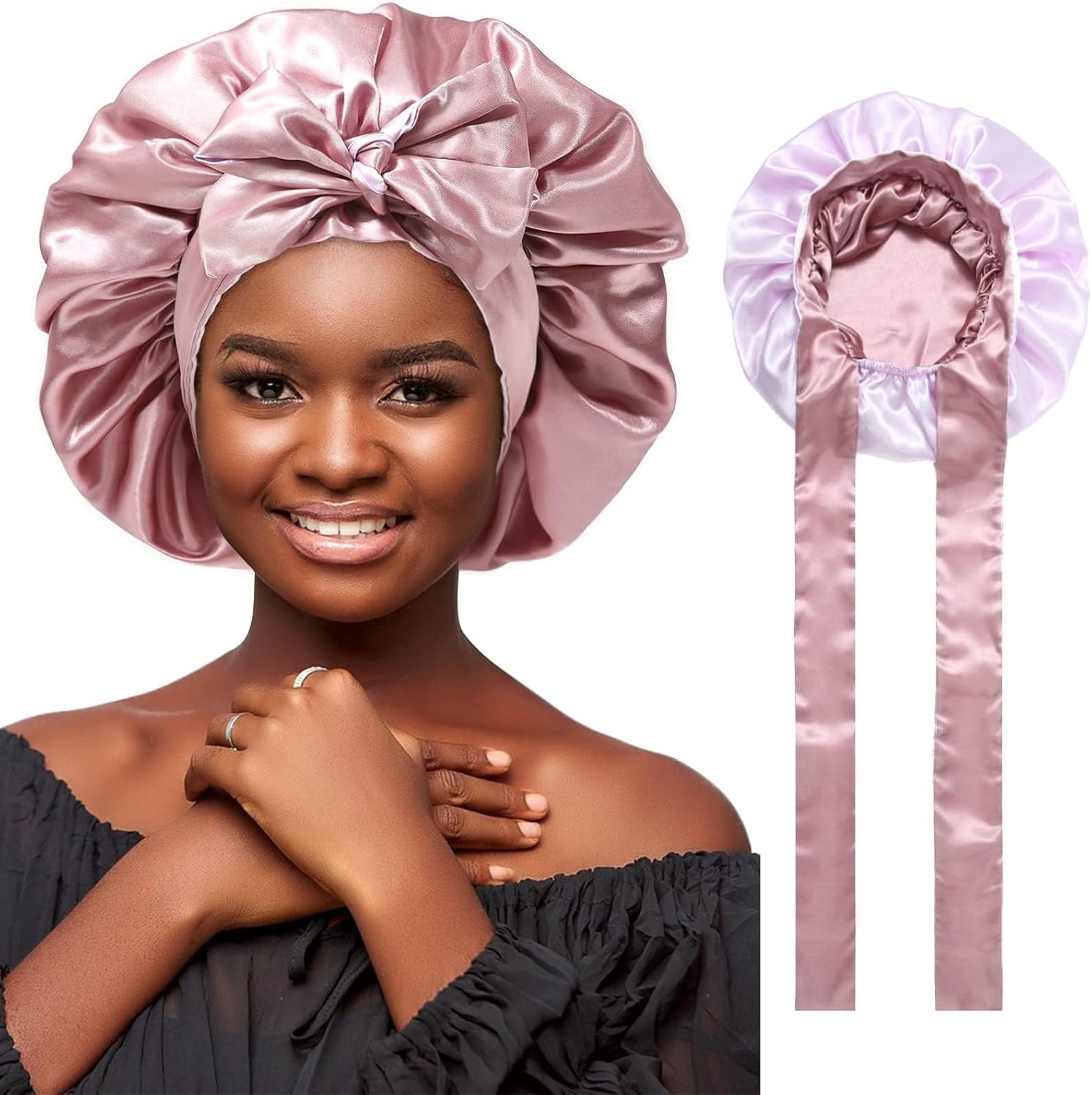 Silk Hair Wrap with Tie Band for Curly Hair 