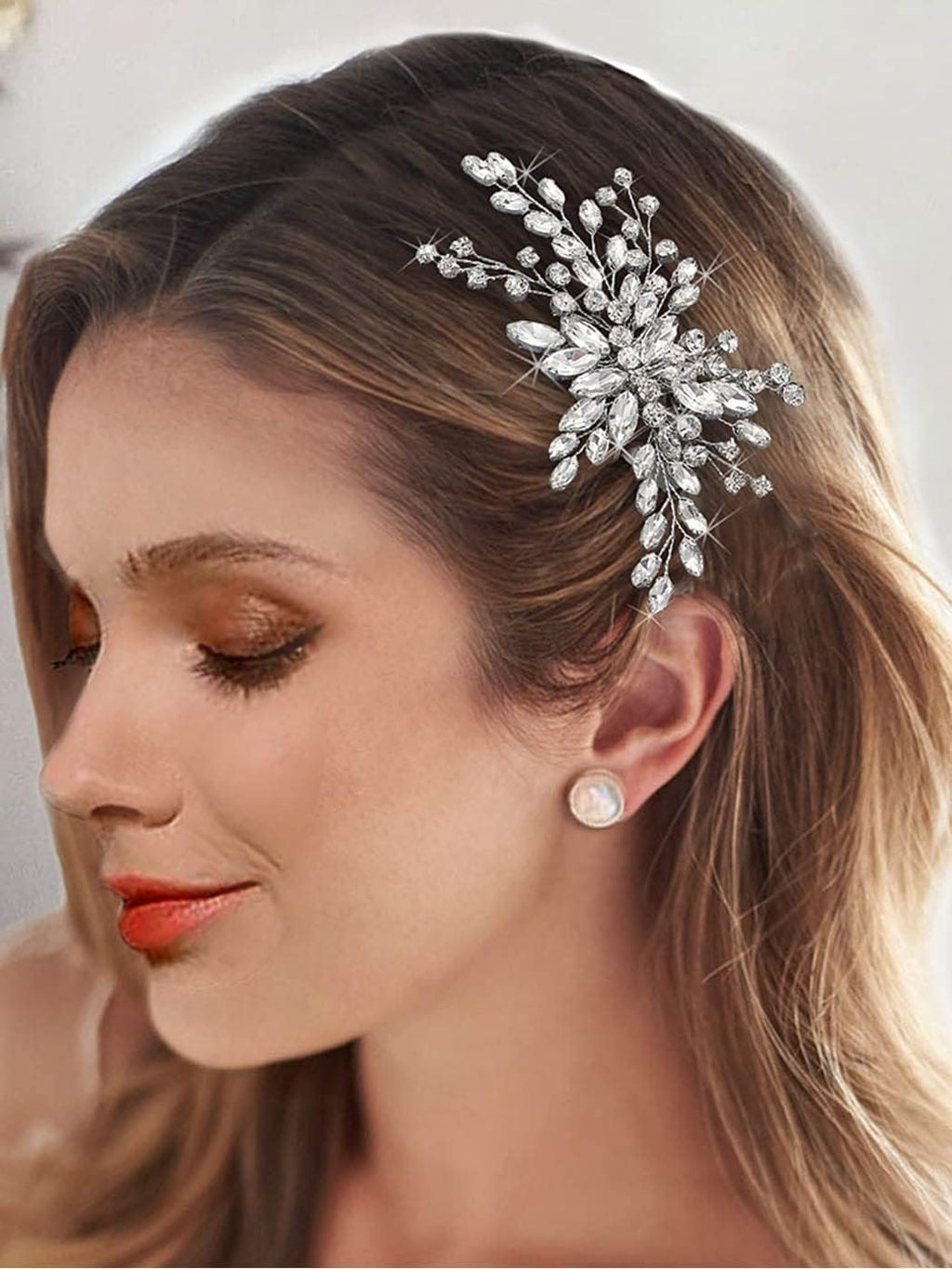 Silver Bridal Hair Comb with Rhinestones 