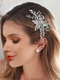 Silver Bridal Hair Comb with Rhinestones 