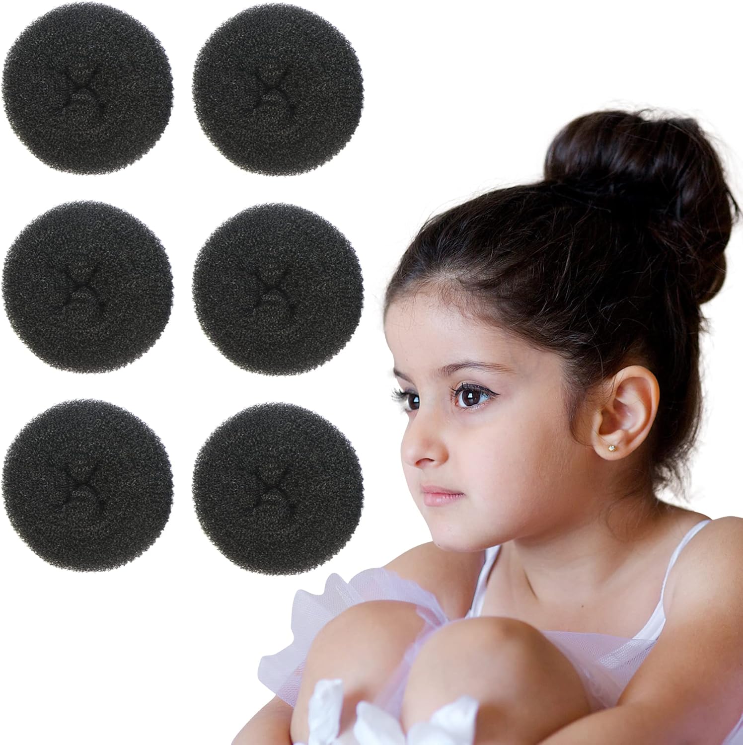 Styla Hair Donut Bun Maker for Kids (6 Pcs Black)