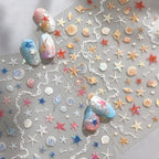 Summer Starfish Nail Art Stickers 3 Sheets 