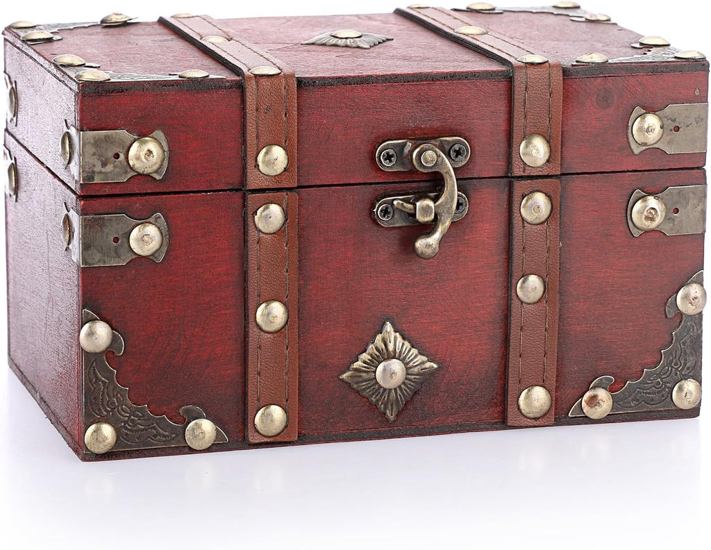 Vintage Wood Treasure Chest Box 